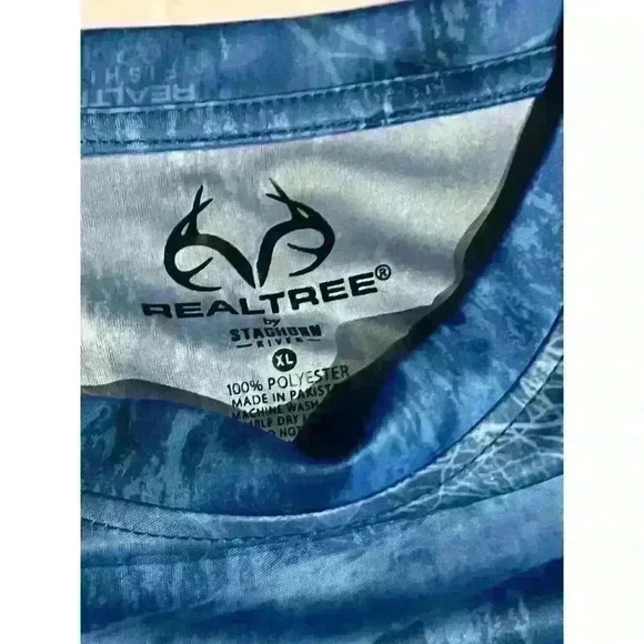 RealTree Shirt Adult XL Blue Moisture Wicking Fishing Stretch Mens - Picture 2 of 6